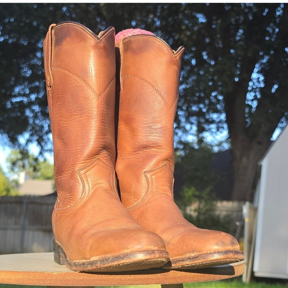Dan Post Other - Dan Post Mens Tan Brown Leather Western Cowboy Roper Boots Round Toe